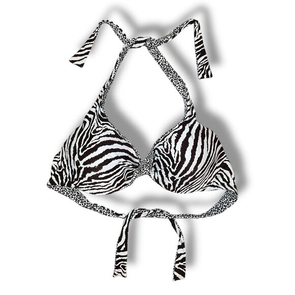 Zebra Print Bikini Top 36C 38C Cheetah Print Reversible NWT - Picture 3 of 12